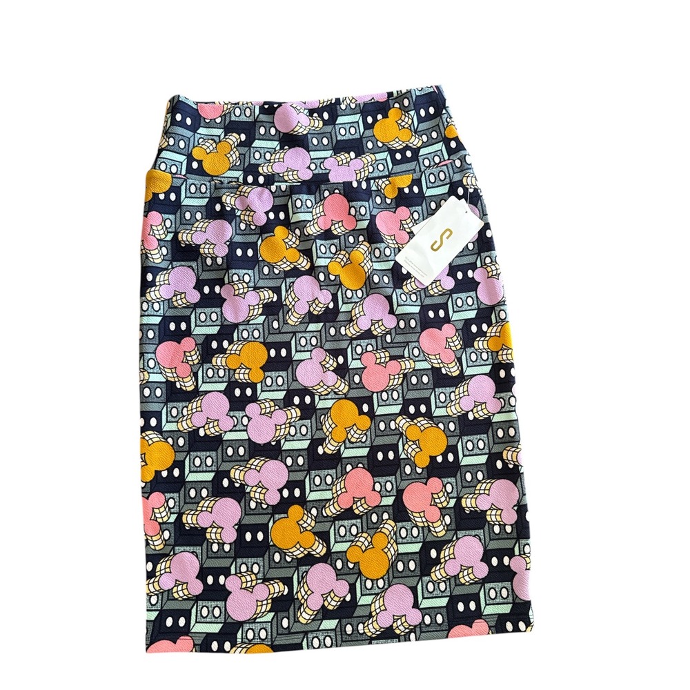 LuLaRoe‎ Disney Cassie Skirt Small NWT Mickey Mouse Geometric Pencil Pink Yellow